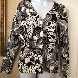 Gorgeous Talbots V neck cardigan! Black and Cream!